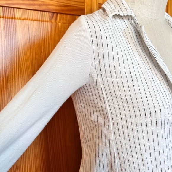 Soft Surroundings XS Long Lightweight Stripe Blazer Cotton Flax Casual Chic - Picture 6 of 10